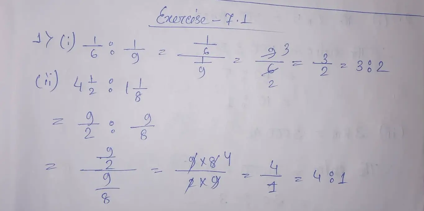 Ml Aggarwal Cbse Solutions Class 7 Math Seventh Chapter Ratio And Proportion Exercise 7 1