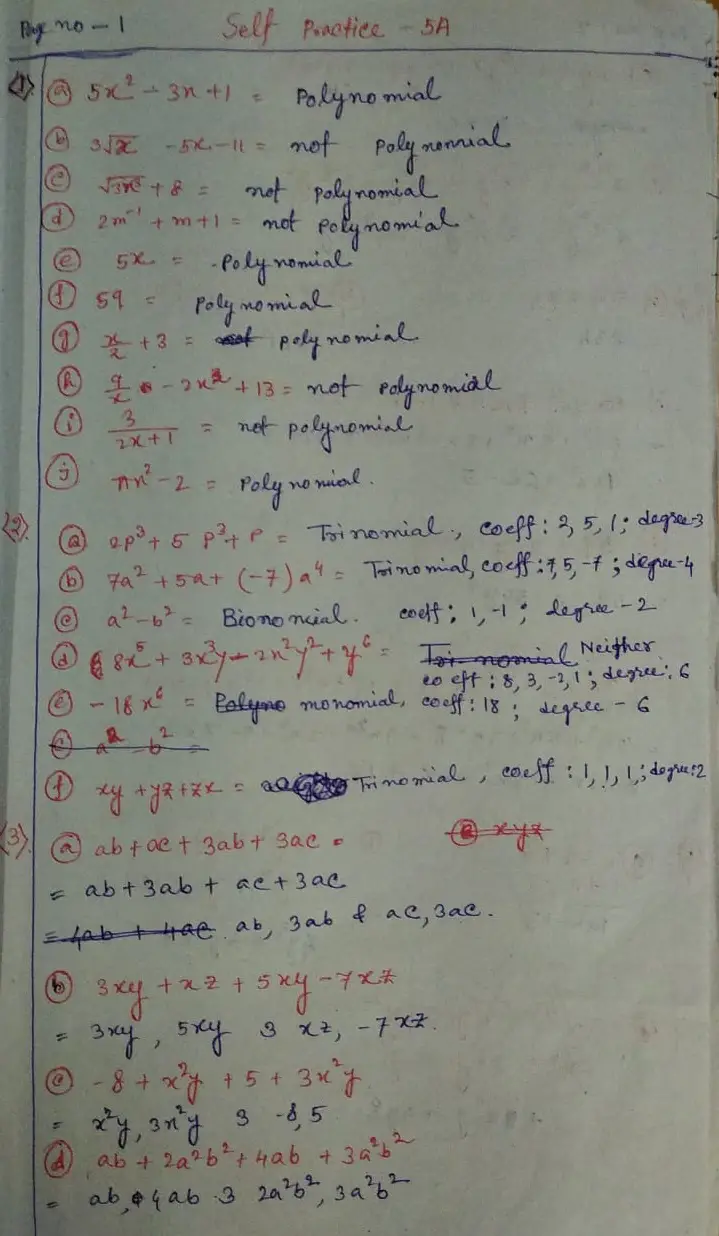 New Learning Composite Mathematics Class 8 Sk Gupta Anubhuti Gangal Algebraic Expressions Chapter 5a Solution