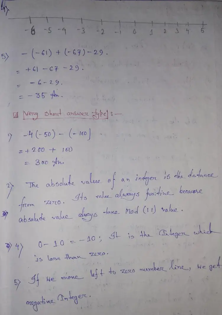 case study questions for class 6 maths integers with solutions