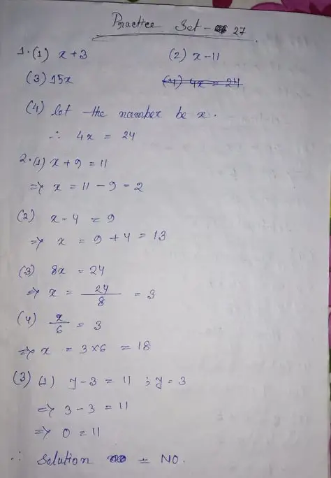 Maharashtra Board Class 6 Math Chapter 10 Equations Solution