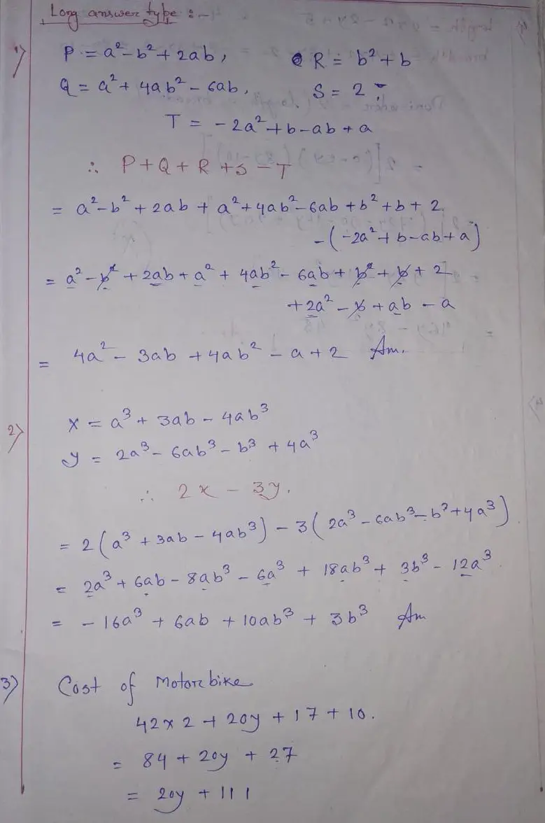 Algebraic Expressions Extra Questions Solution For Class 7 Cbse Ncert Board Students