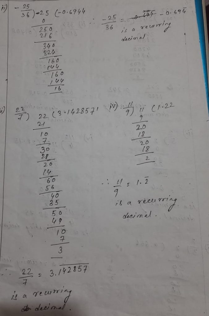 Telangana SCERT Class 9 Math Solution Chapter 1 Real Numbers Exercise 1.1