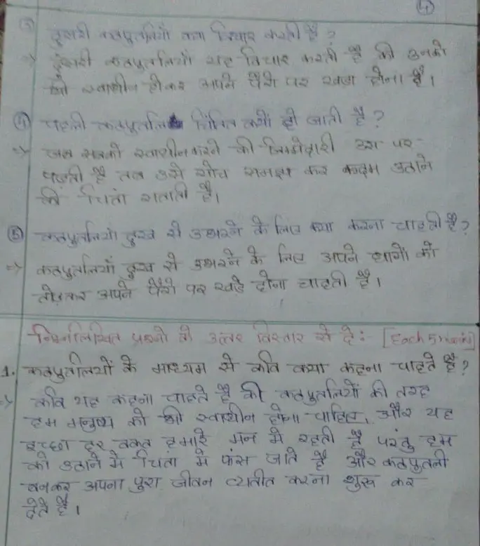 kathputli extra questions and answers class 7 hindi chapter 4