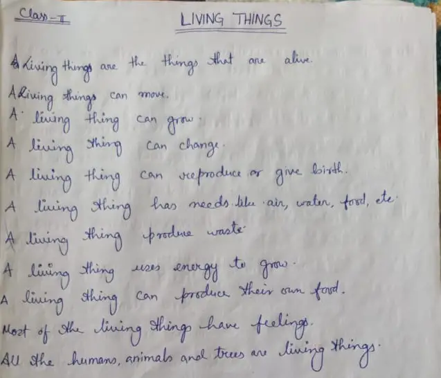 short essay on living things