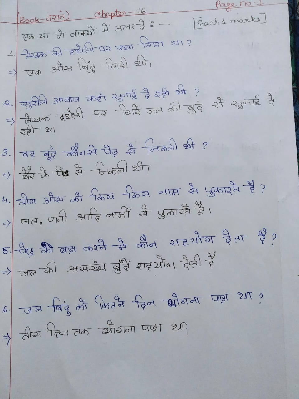 pani ki kahani extra questions and answers class 8 hindi
