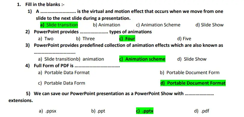 PSEB Class 8 Computer Science Chapter 6 Advanced PowerPoint Part 2 Solution