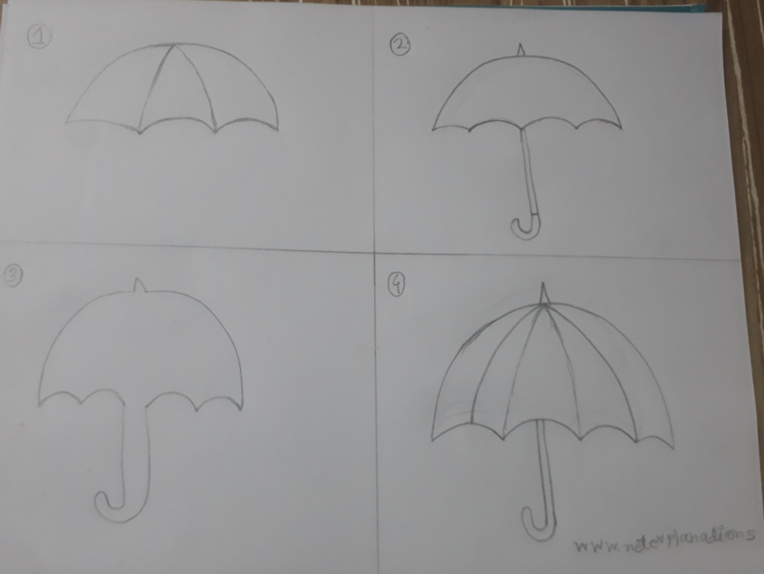 Easy How to draw a Umbrella and Umbrella Coloring Page