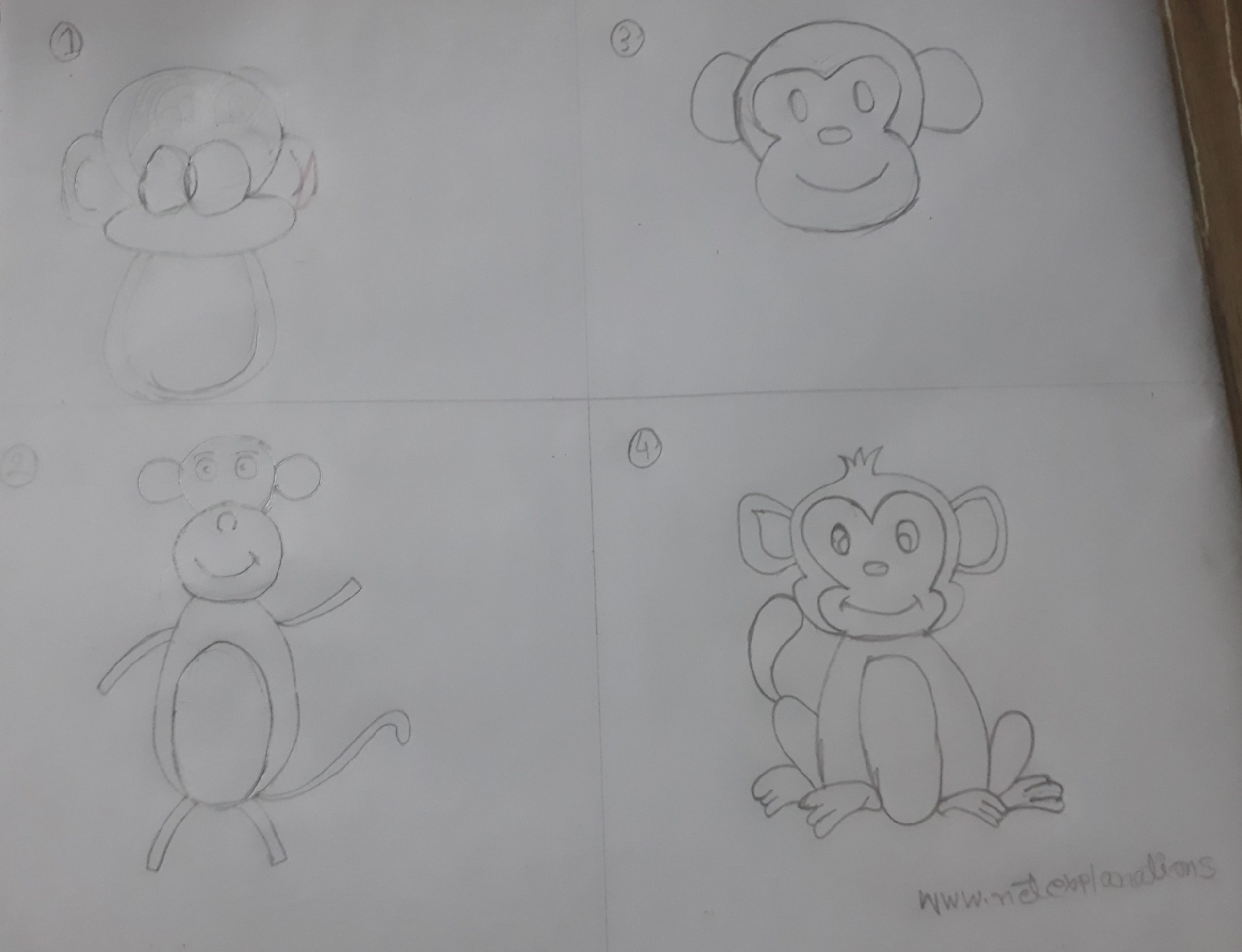 monkey drawing easy step by step
