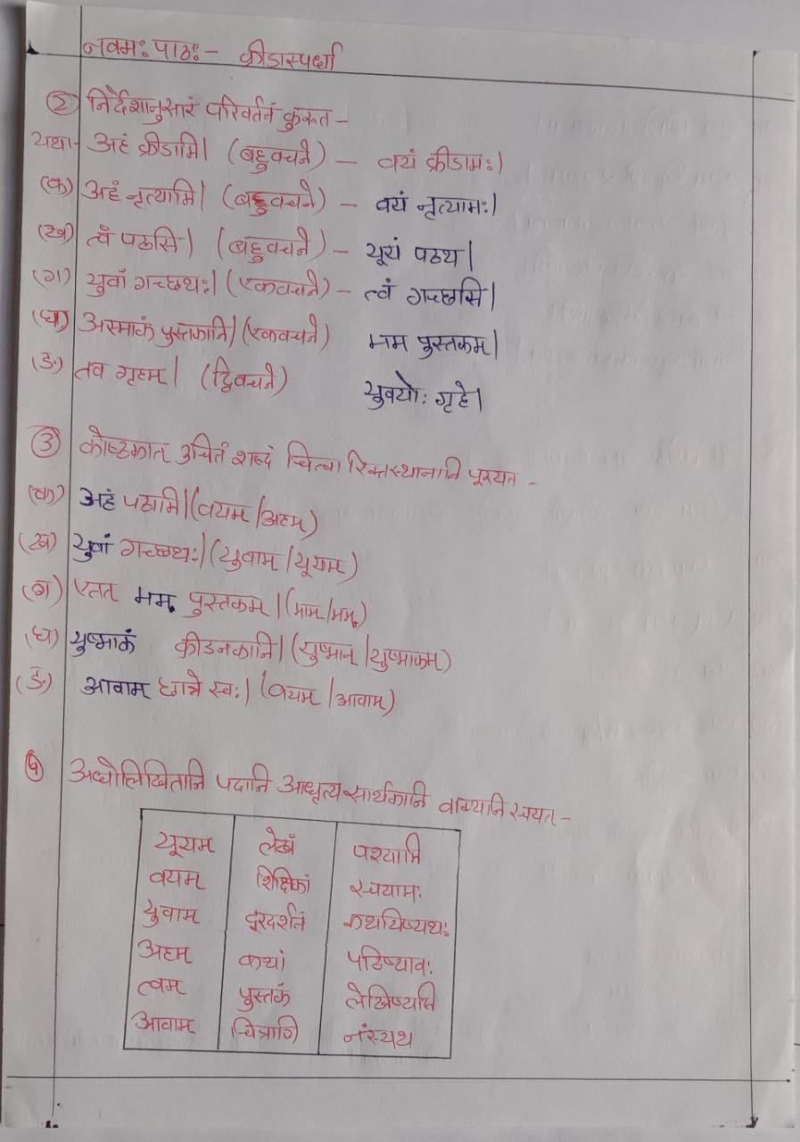 NCERT Solutions : Class 6 Sanskrit Chapter 9 क्रीडास्पर्धा