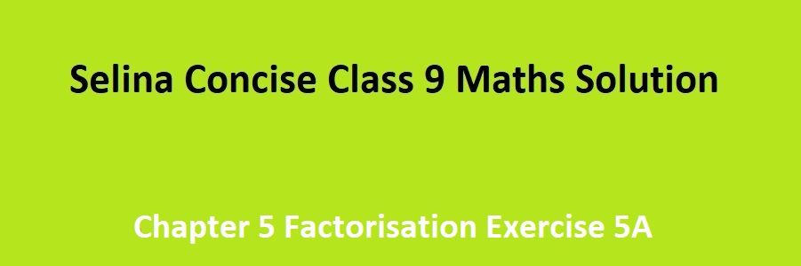 Selina Concise Class 9 Maths Chapter 5 Factorisation Exercise 5A Solutions