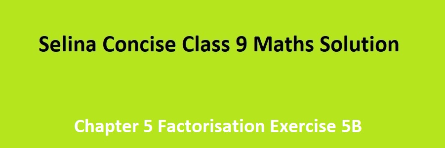 Selina Concise Class 9 Maths Chapter 5 Factorisation Exercise 5B Solutions