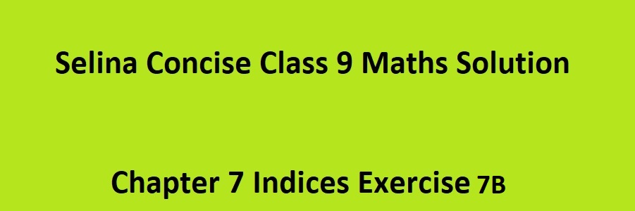 Selina Concise Class 9 Maths Chapter 7 Indices 7B