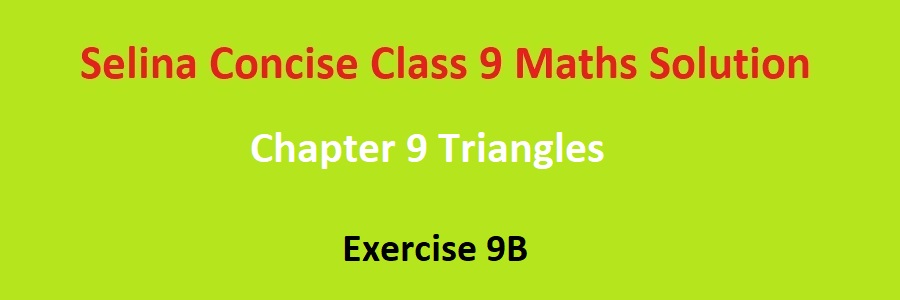 Selina Concise Class 9 Maths Chapter 9 Triangles Exercise 9B Solutions