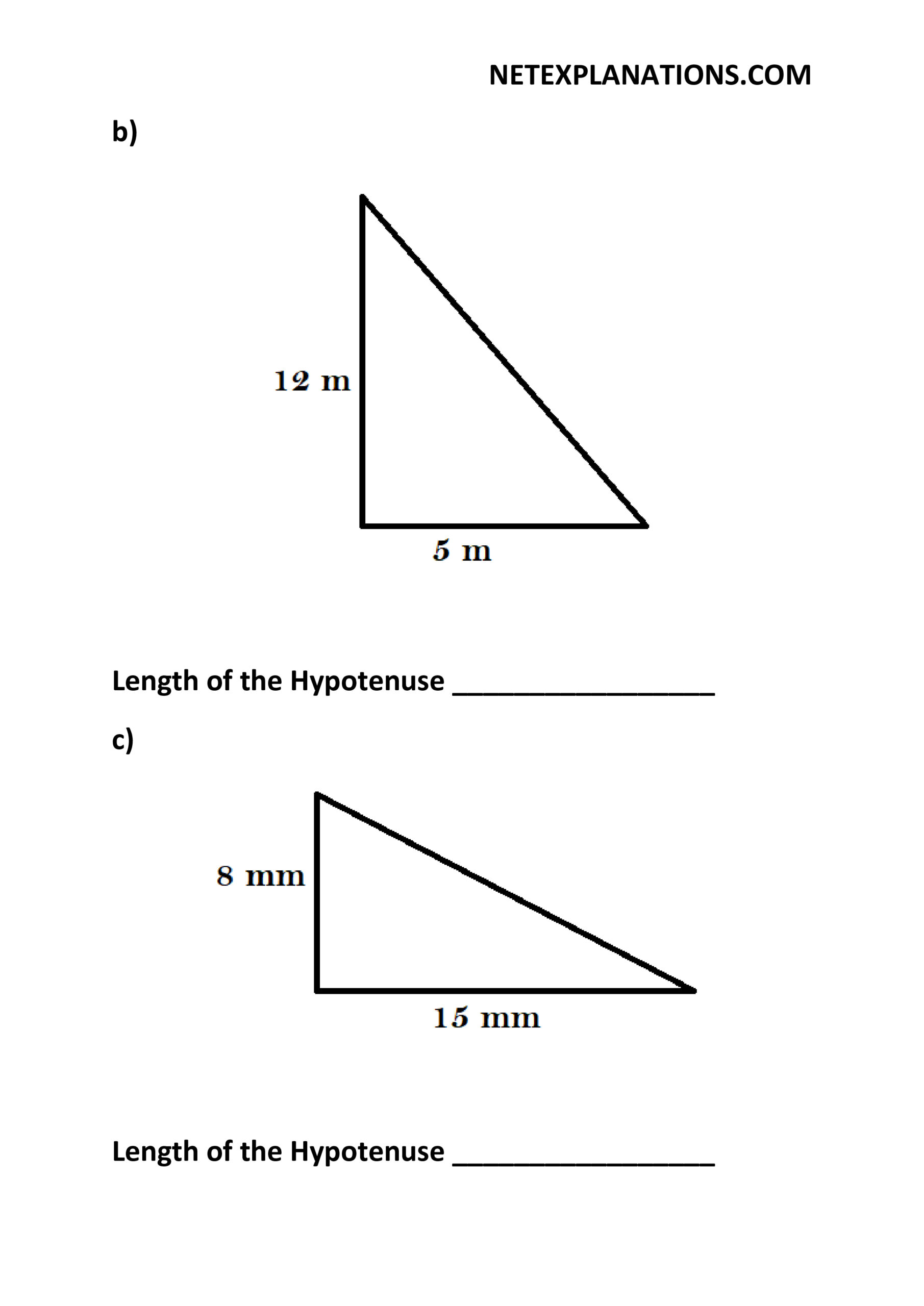 Pythagorean Theorem worksheet