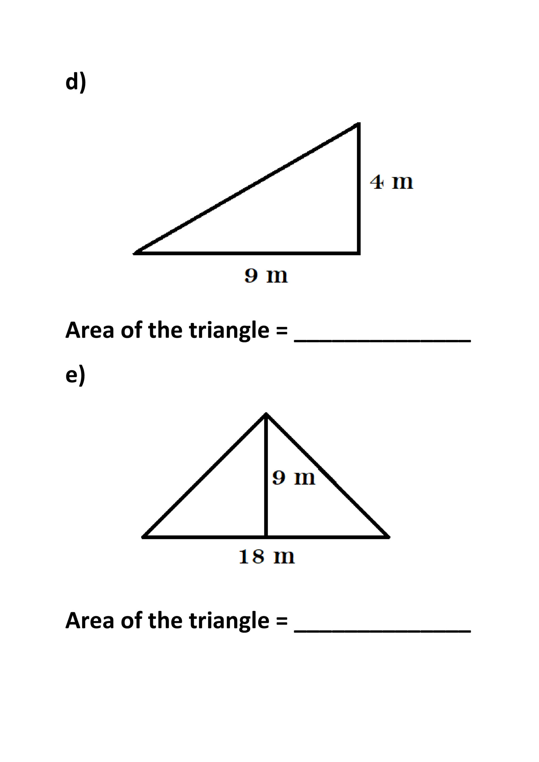 triangle area worksheet