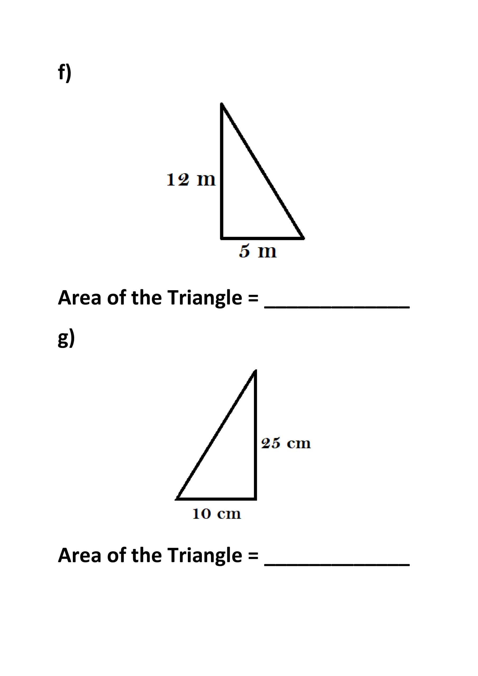 Triangle area worksheet