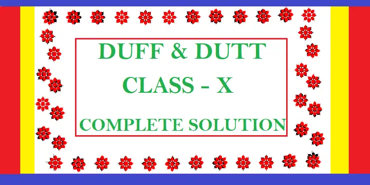 Duff and Dutt Class 10 English Solution